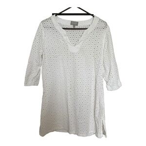 Pure Collection Open Knit Eyelet Dress Cover Up Cottagecore White‎ 14/16